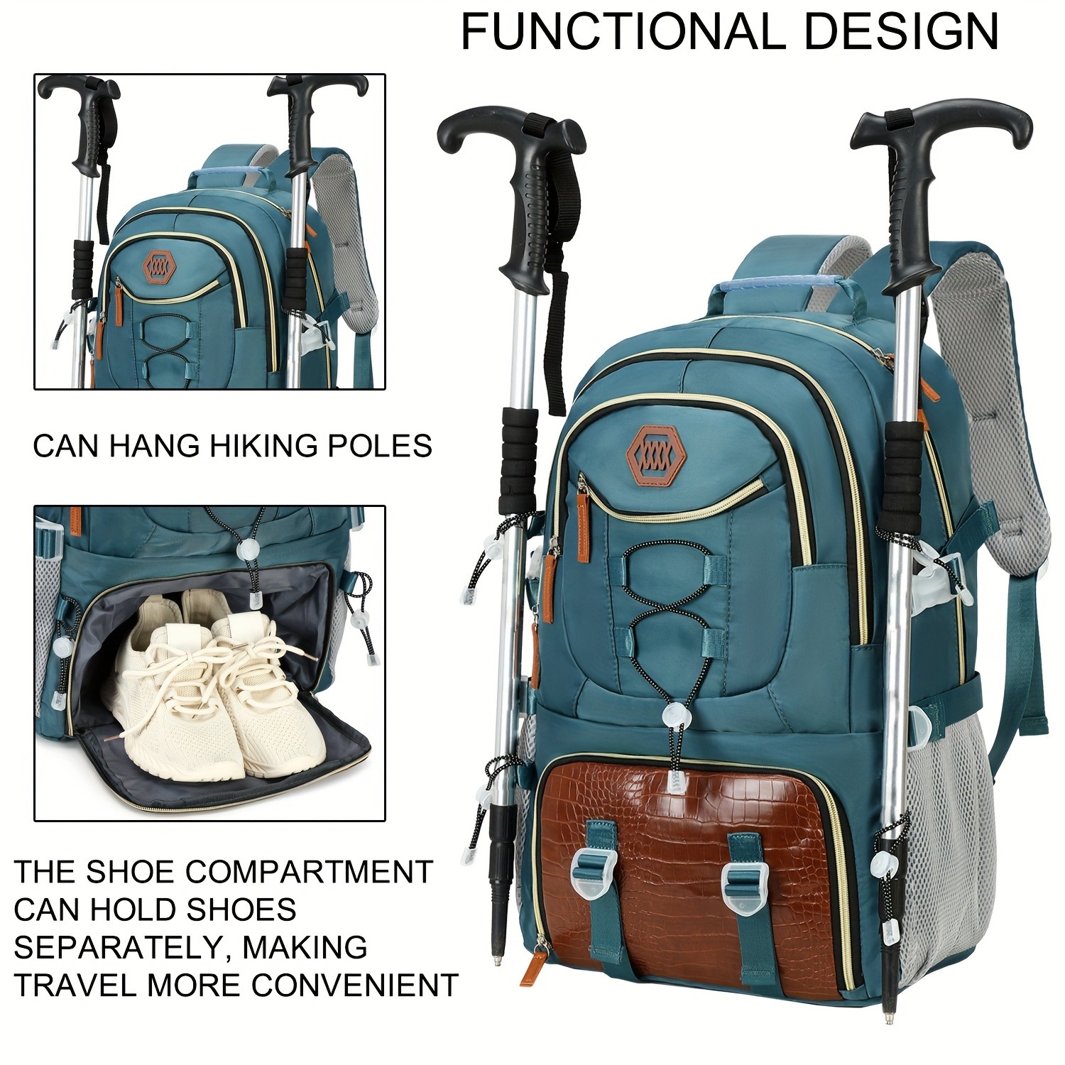 ENOSHI 40L Large Capacity Backpack Heavy-Duty Travel & Hiking Pack with 43.94 cm Laptop Sleeve & Shoe Compartment