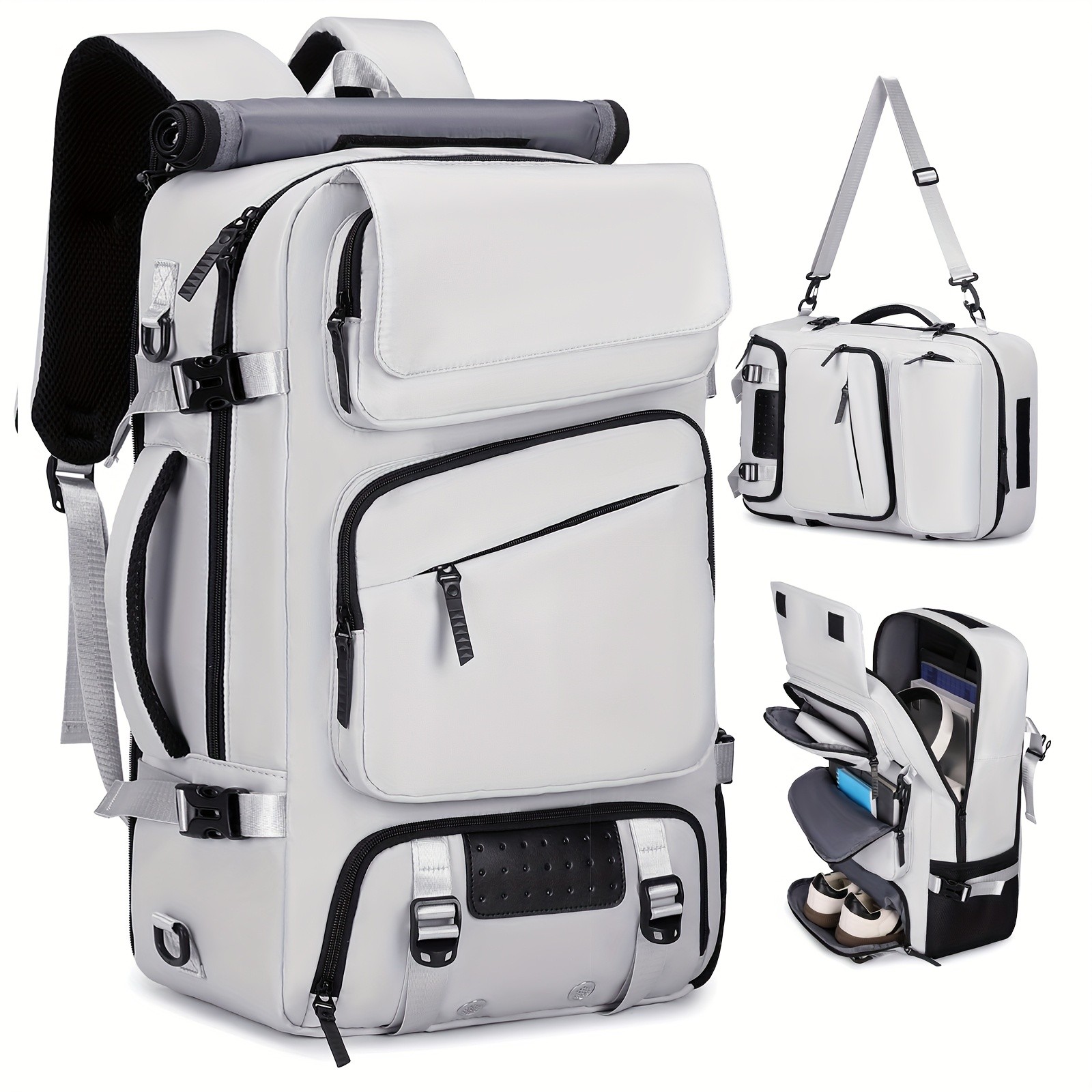 ENOSHI Mens Large Travel Backpack Convertible Shoulder Bag with Shoe Compartment & Laptop Storage
