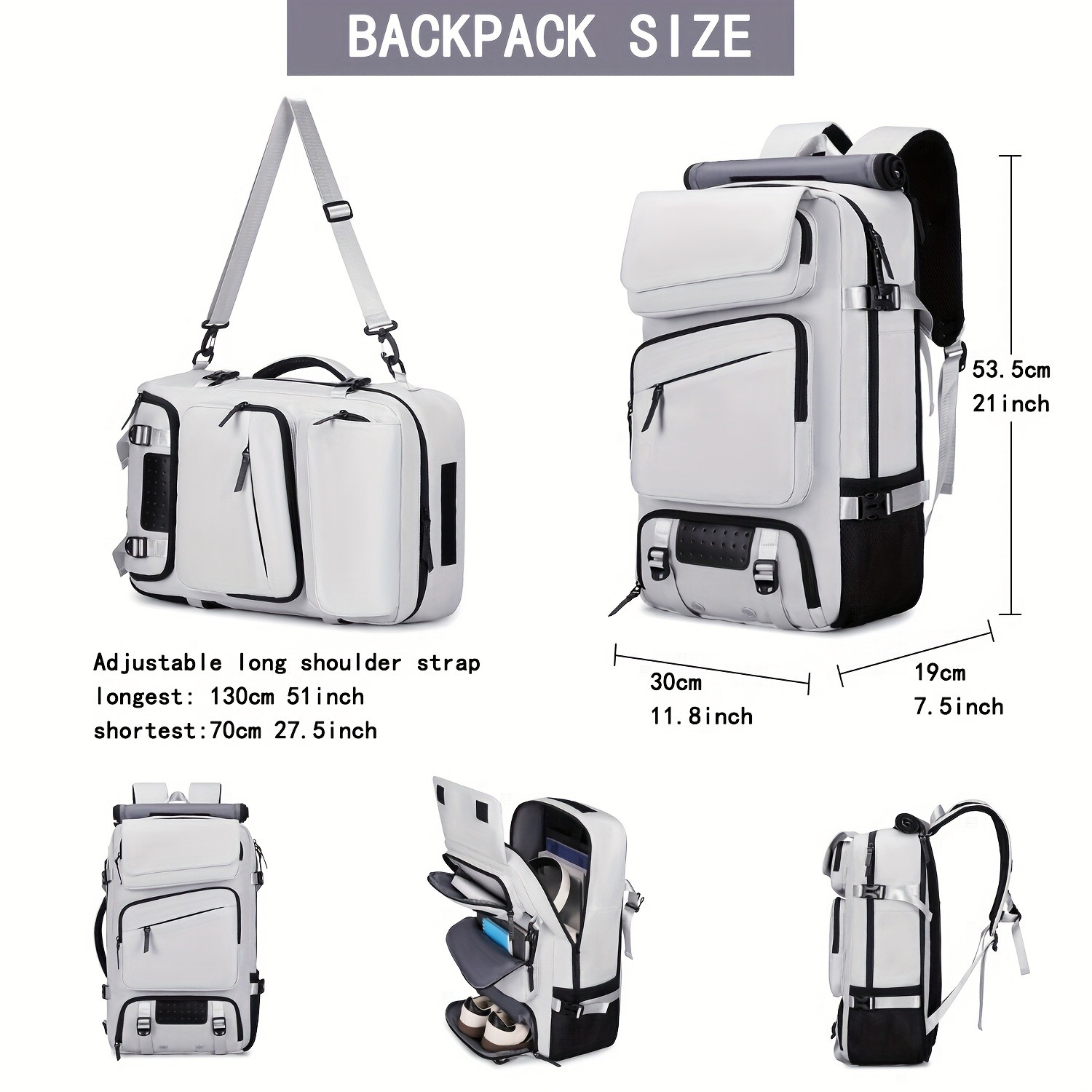 ENOSHI Mens Large Travel Backpack  Convertible Shoulder Bag with Shoe Compartment & Laptop Storage