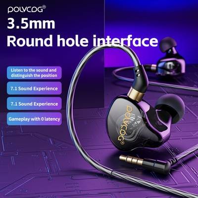 POLVCDG Gaming-Themed Wired Headphones Stereo Sound, Comfortable Fit & High-Clarity Calls