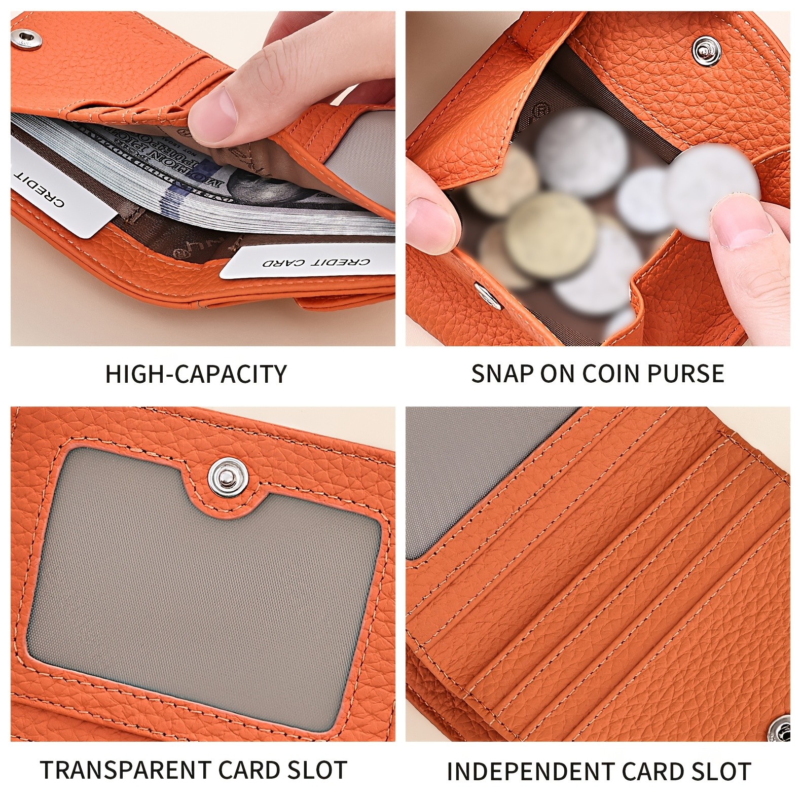 BANYANU Womens Genuine Leather Mini Wallet Set Vintage 6-Card Holder + Coin Purse with Snap Closure