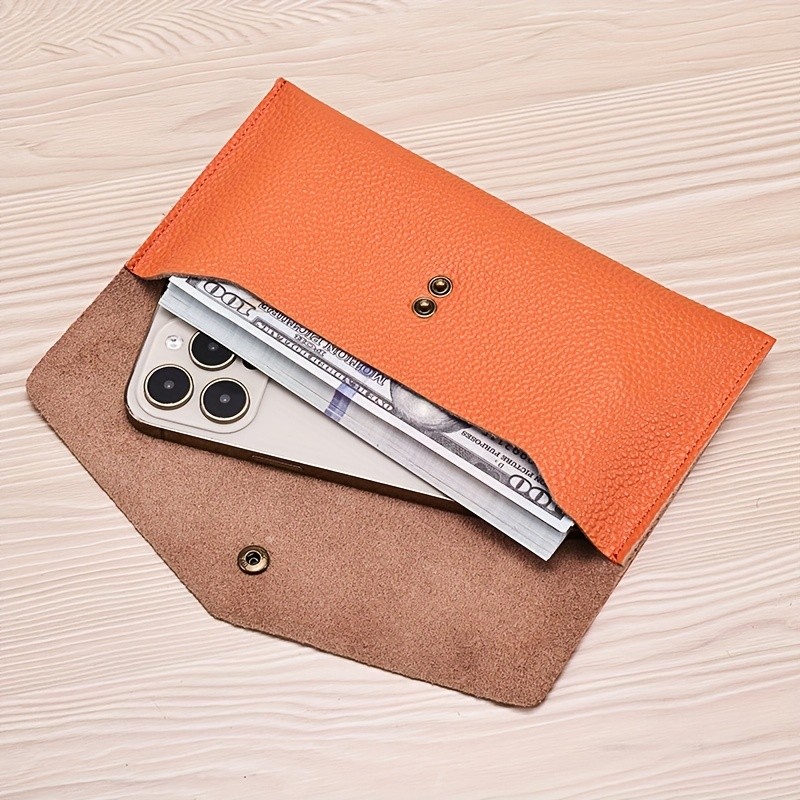 BANYANU Womens Luxury Genuine Leather Wallet Large-Capacity Envelope Purse with Rivet Details