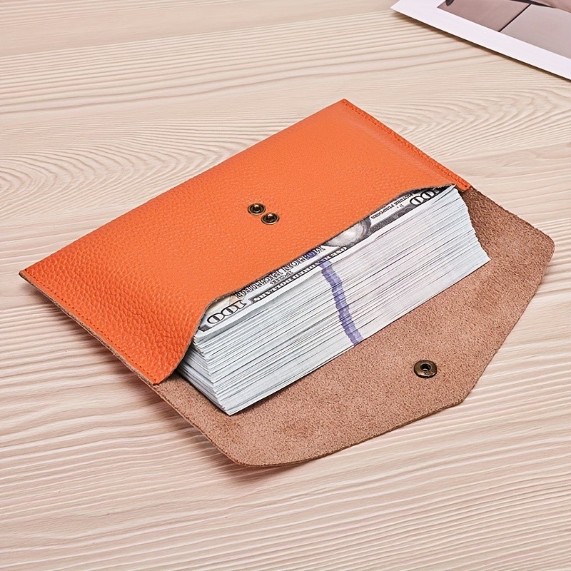 BANYANU Womens Luxury Genuine Leather Wallet Large-Capacity Envelope Purse with Rivet Details