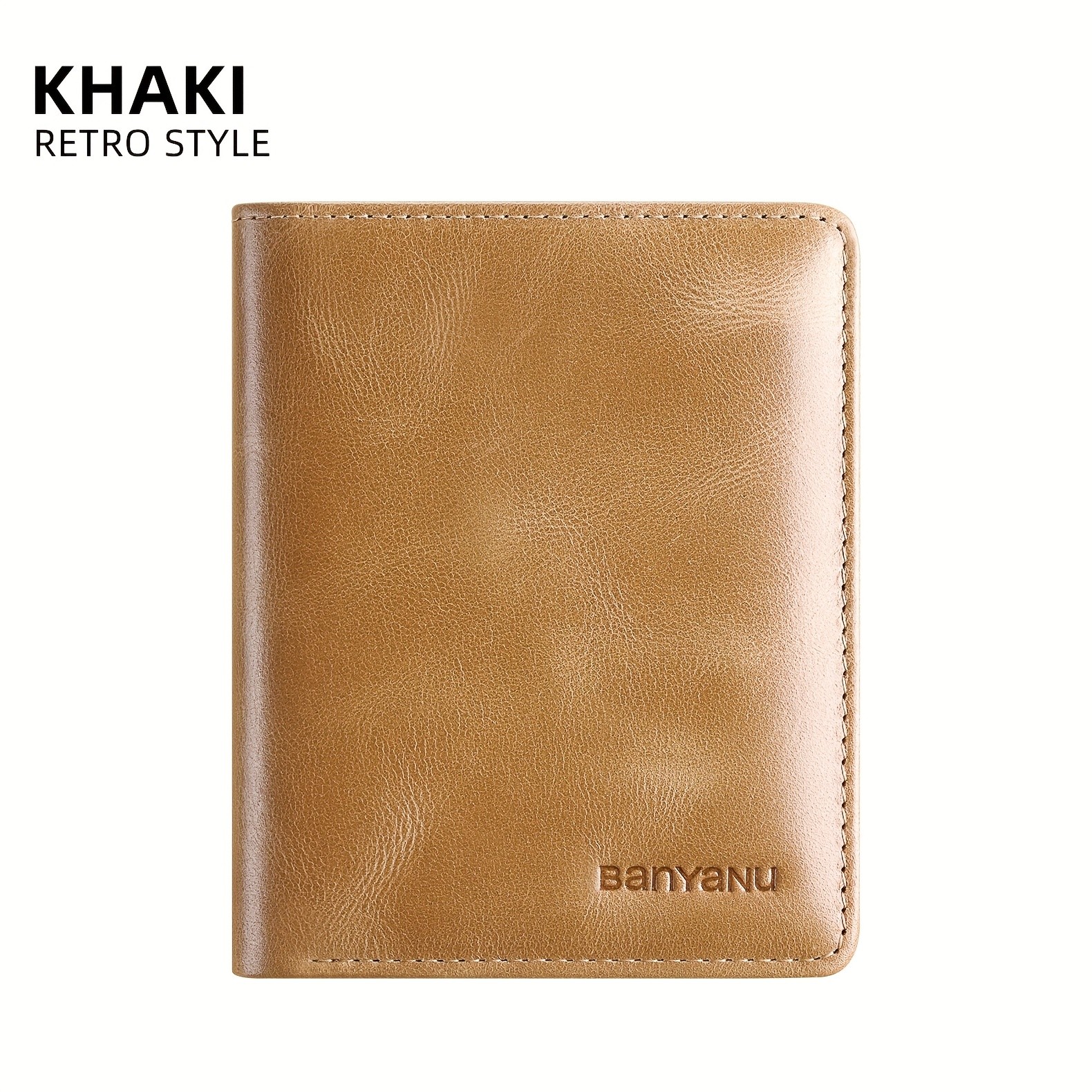 BANYANU Vintage Genuine Leather Mens Wallet Slim Top-Layer Cowhide with Multi-Card Holder & Secure Snap Closure