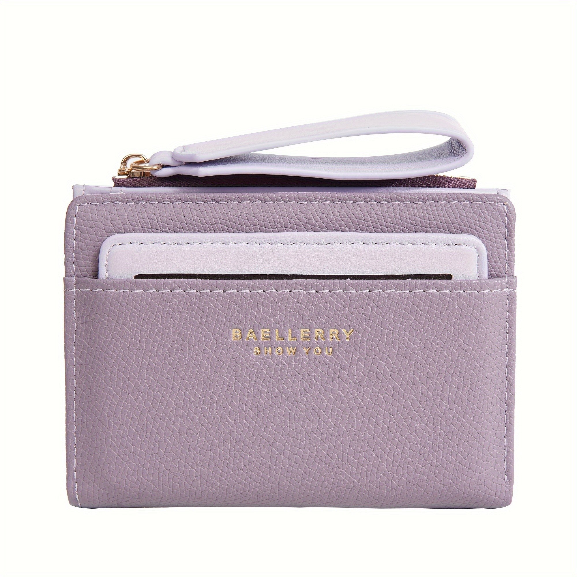 BAELLERRY Womens Simple Small Wallet Solid-Color Short Bi-Fold Wallet with Credit Card Slots & Zipper Coin Purse