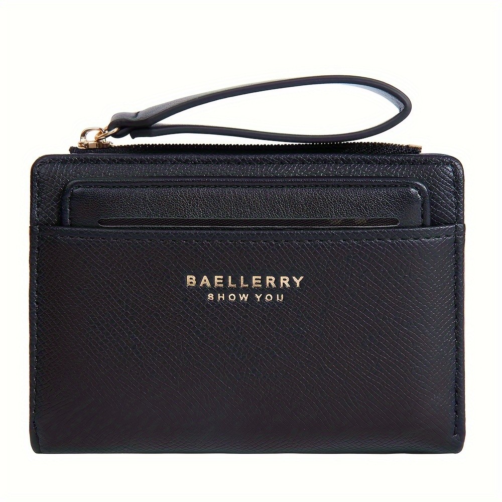 BAELLERRY Womens Simple Small Wallet Solid-Color Short Bi-Fold Wallet with Credit Card Slots & Zipper Coin Purse