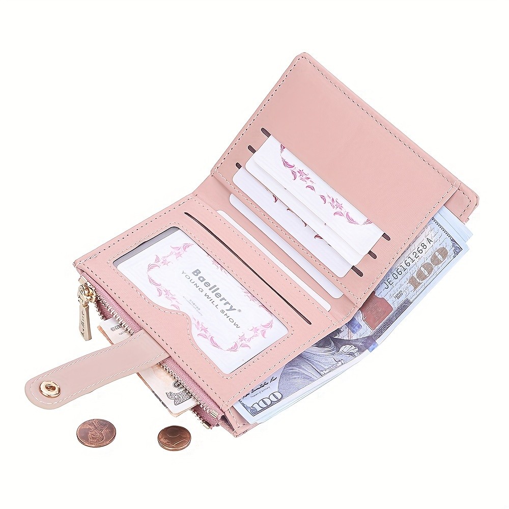 BAELLERRY Womens 2023 Short Wallet Buckle Sanded Mini Purse with Coin Holder (Carteras)