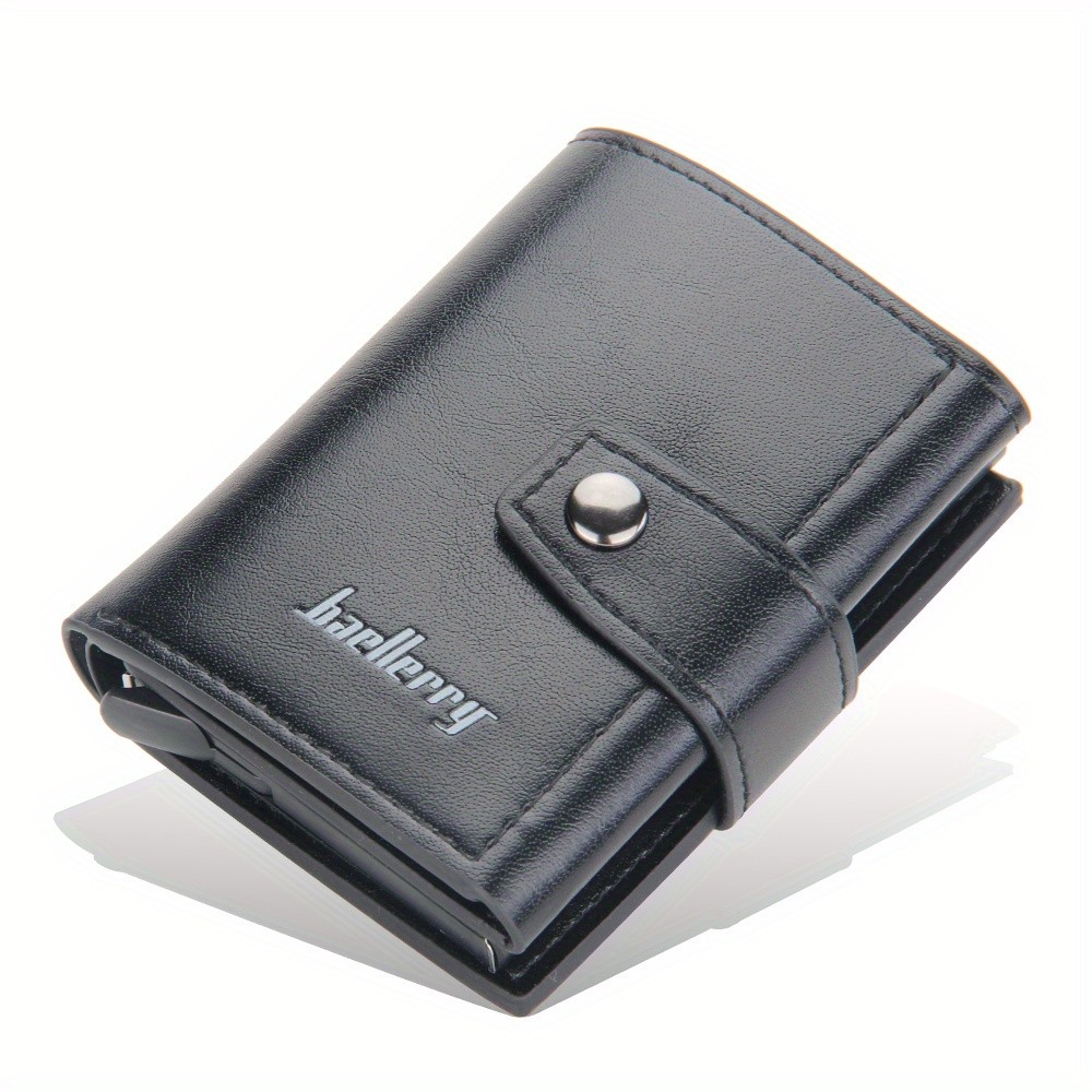 BAELLERRY 14-Card RFID Blocking Wallet Slim Anti-Theft PU Leather Card Holder with Metal Buckle