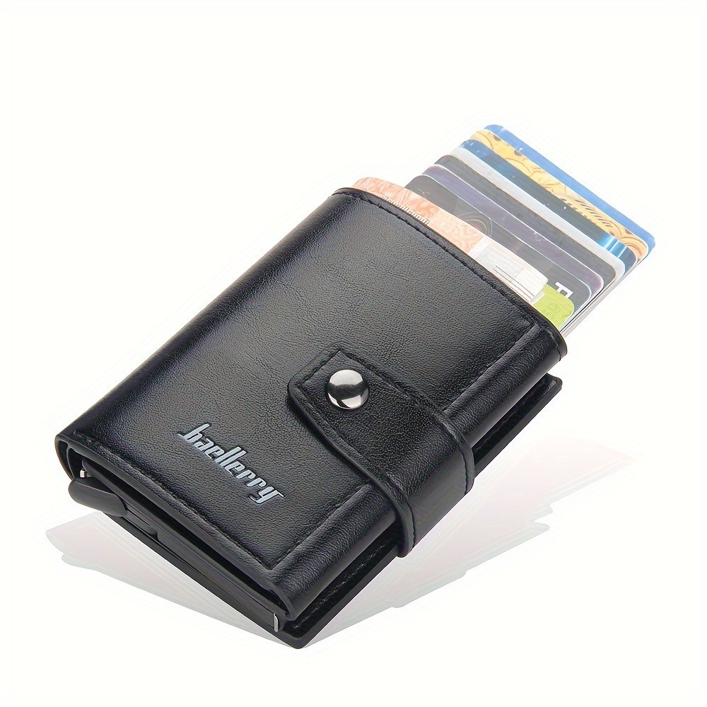 BAELLERRY 14-Card RFID Blocking Wallet Slim Anti-Theft PU Leather Card Holder with Metal Buckle