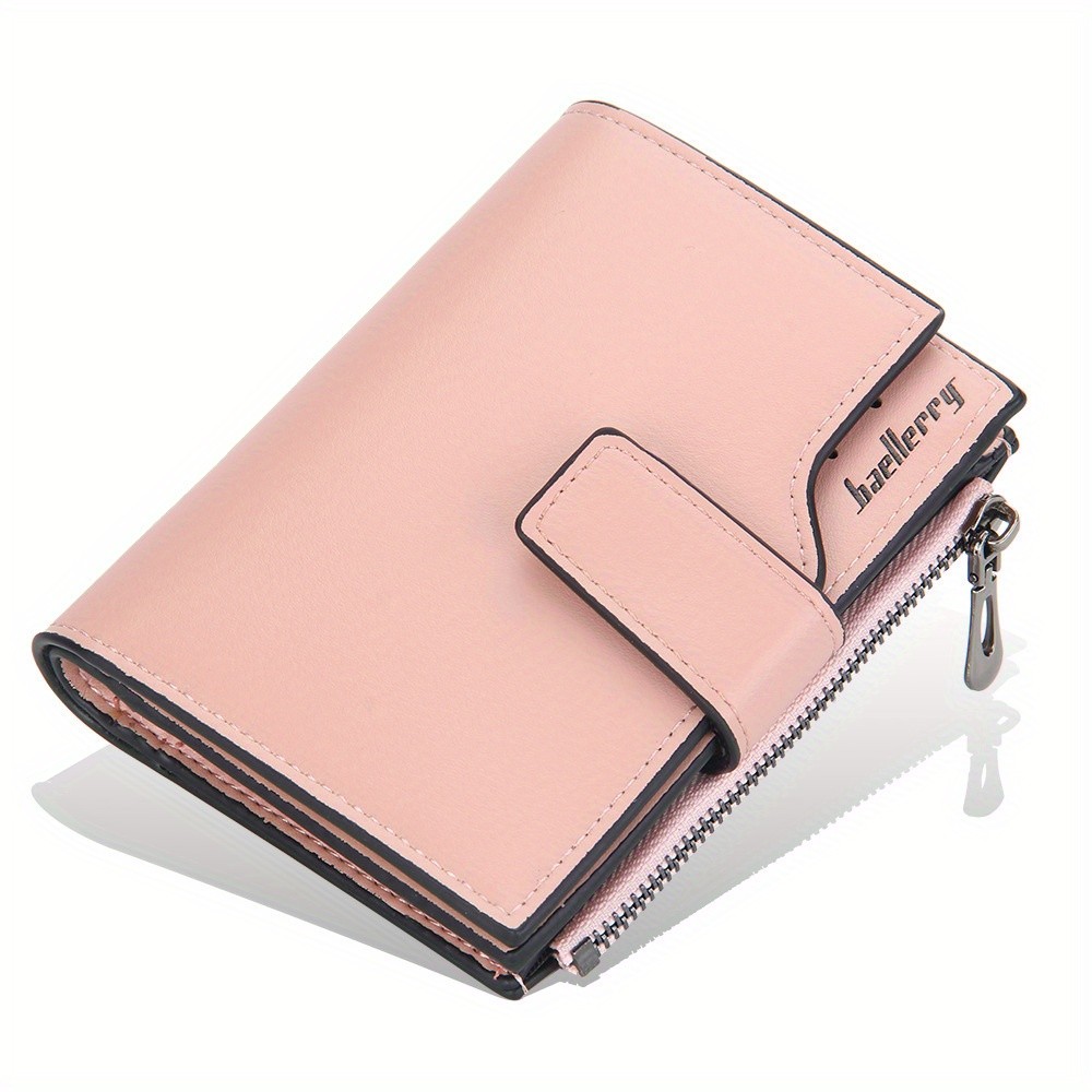 BAELLERRY Minimalist Solid-Color Short Wallet Unisex Casual Coin Purse & Multifunctional Credit Card Holder