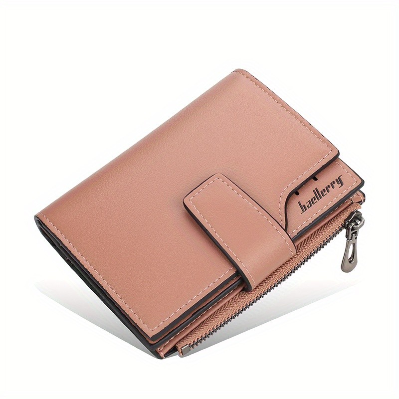 BAELLERRY Minimalist Solid-Color Short Wallet Unisex Casual Coin Purse & Multifunctional Credit Card Holder