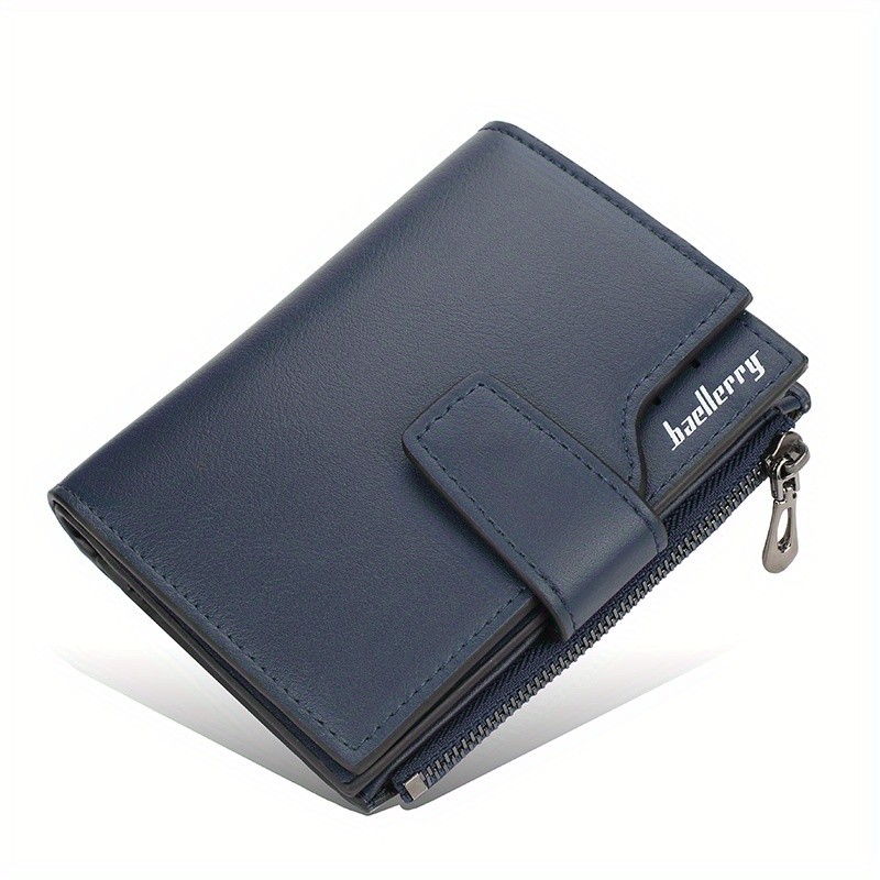 BAELLERRY Minimalist Solid-Color Short Wallet Unisex Casual Coin Purse & Multifunctional Credit Card Holder