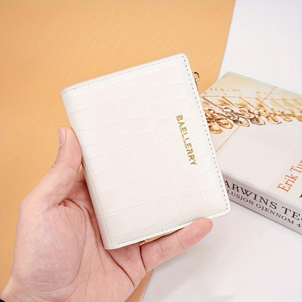 BAELLERRY Womens Compact Wallet Short Embossed Stone-Pattern Wallet with Snap Closure, Zipper Coin Pocket & Credit Card Slots
