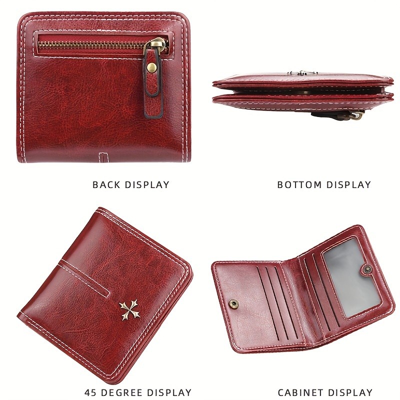 BAELLERRY Womens Slim Wallet IC Magnetic Closure, Double-Fold Billfold, Zipper Coin Pocket & Multi-Card Holder