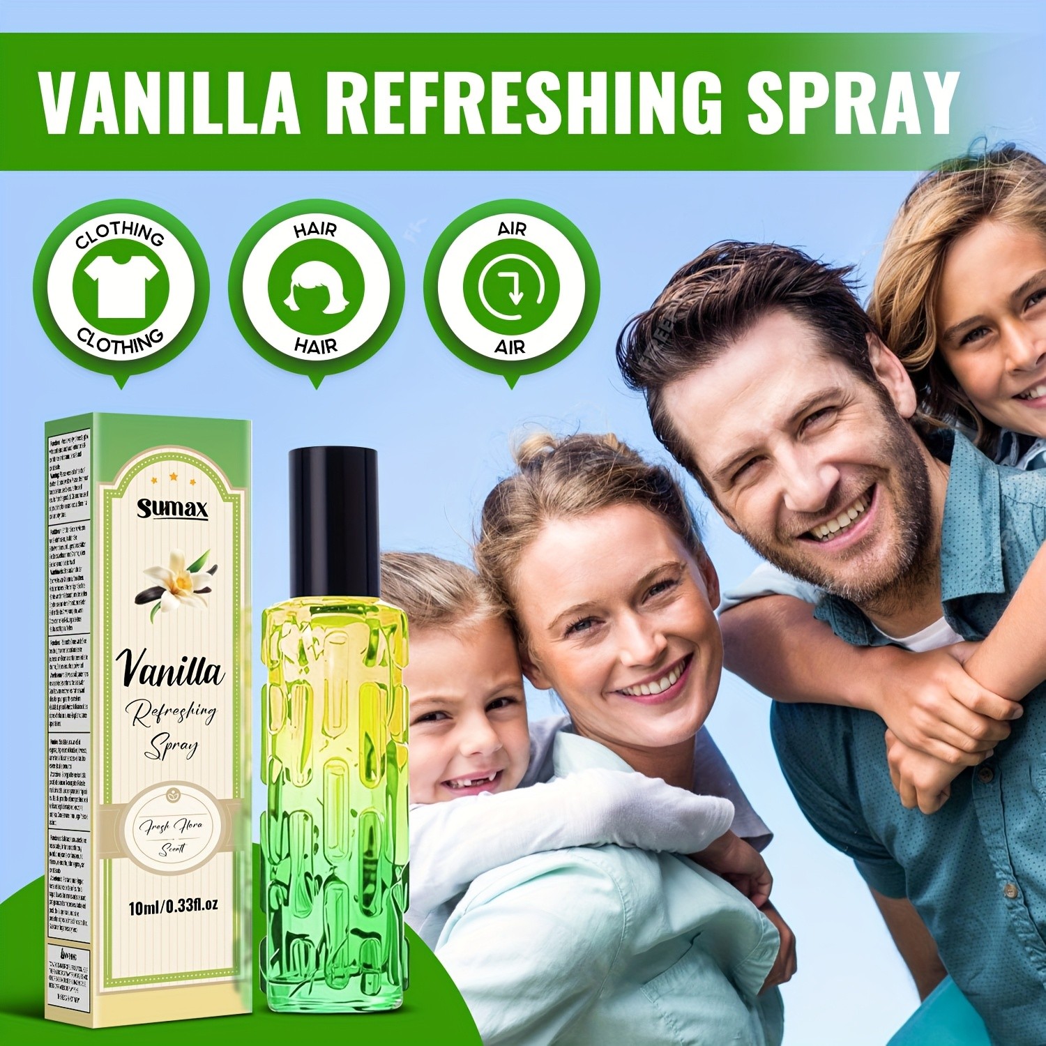 SUMAX Vanilla Deodorant Spray Alcohol-Free Body Odor Control with Natural Vanilla Fragrance