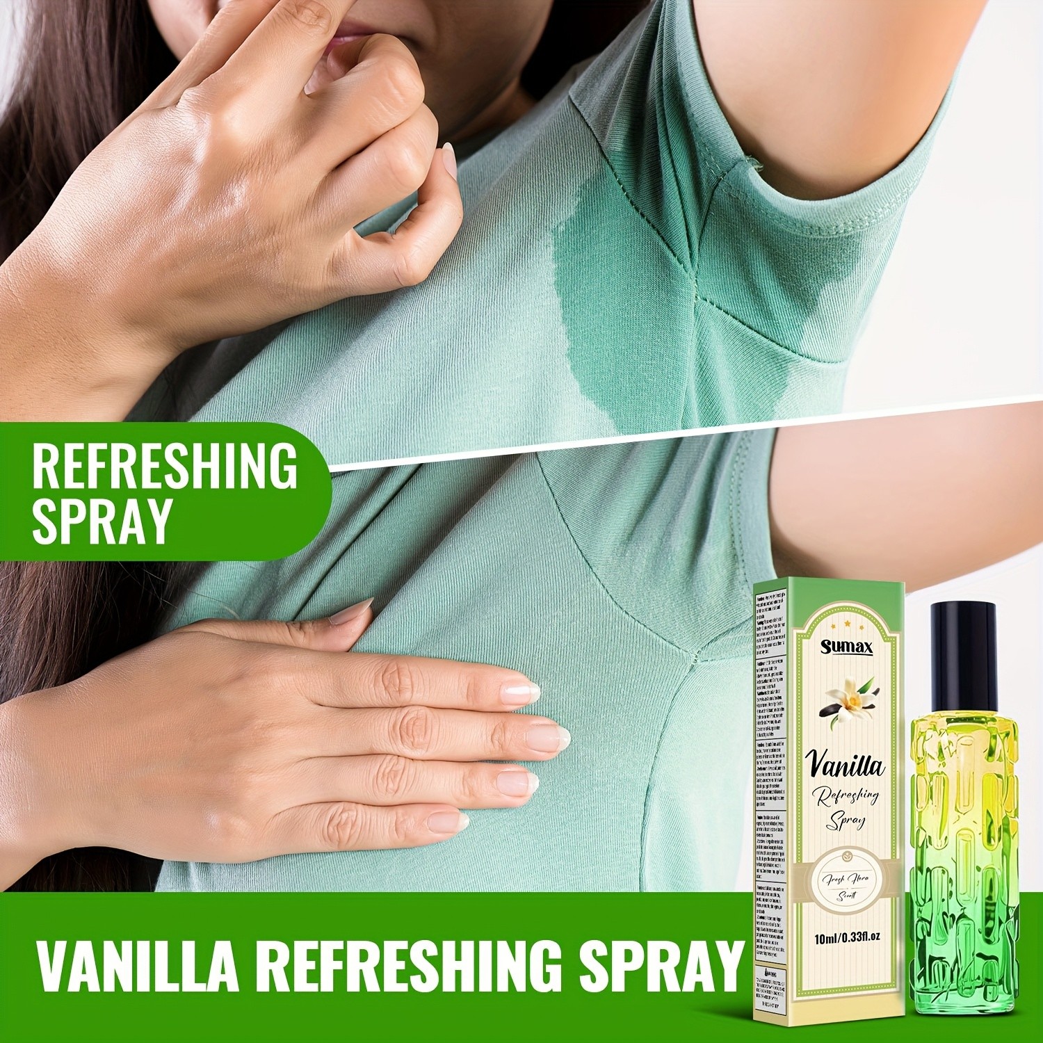 SUMAX Vanilla Deodorant Spray Alcohol-Free Body Odor Control with Natural Vanilla Fragrance