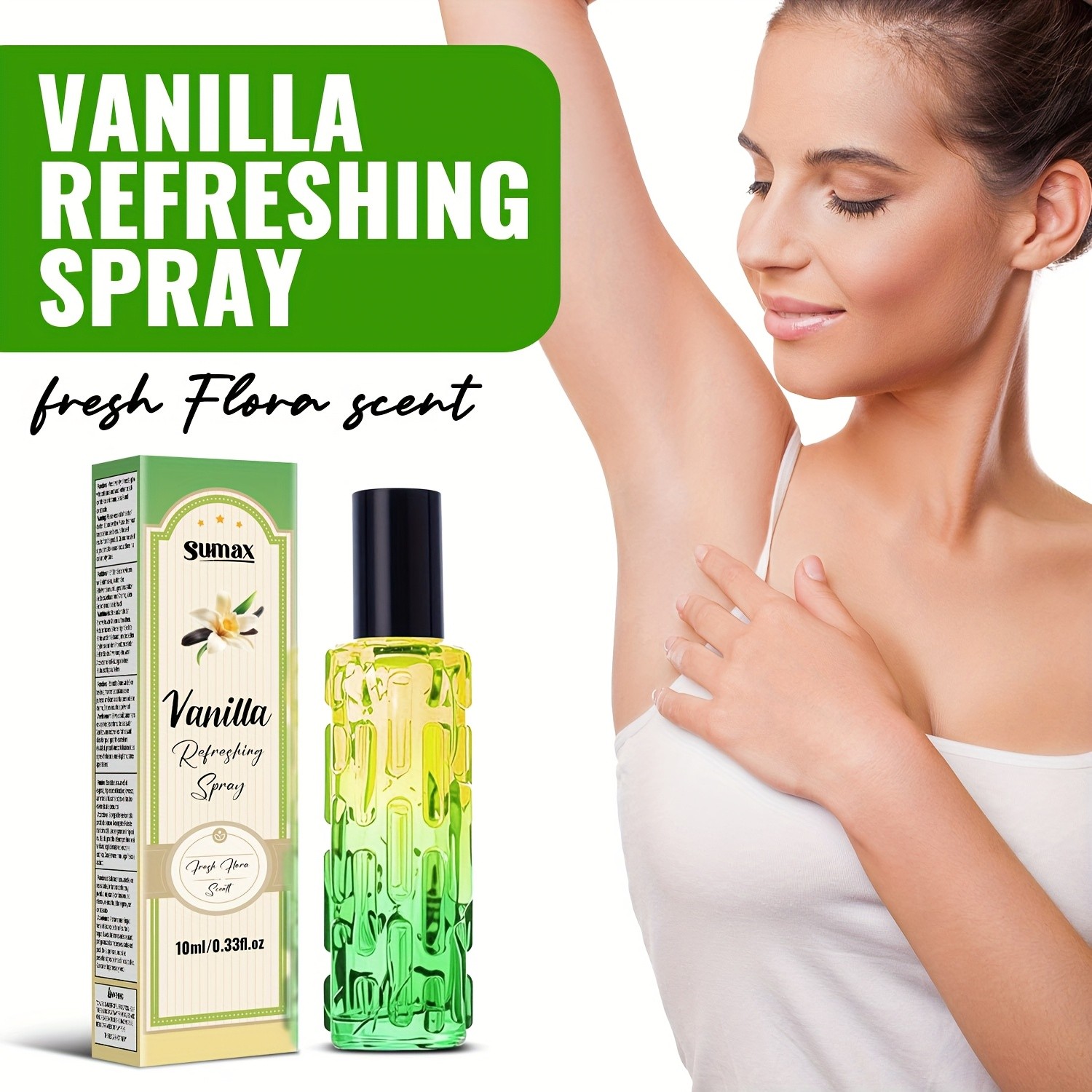 SUMAX Vanilla Deodorant Spray Alcohol-Free Body Odor Control with Natural Vanilla Fragrance