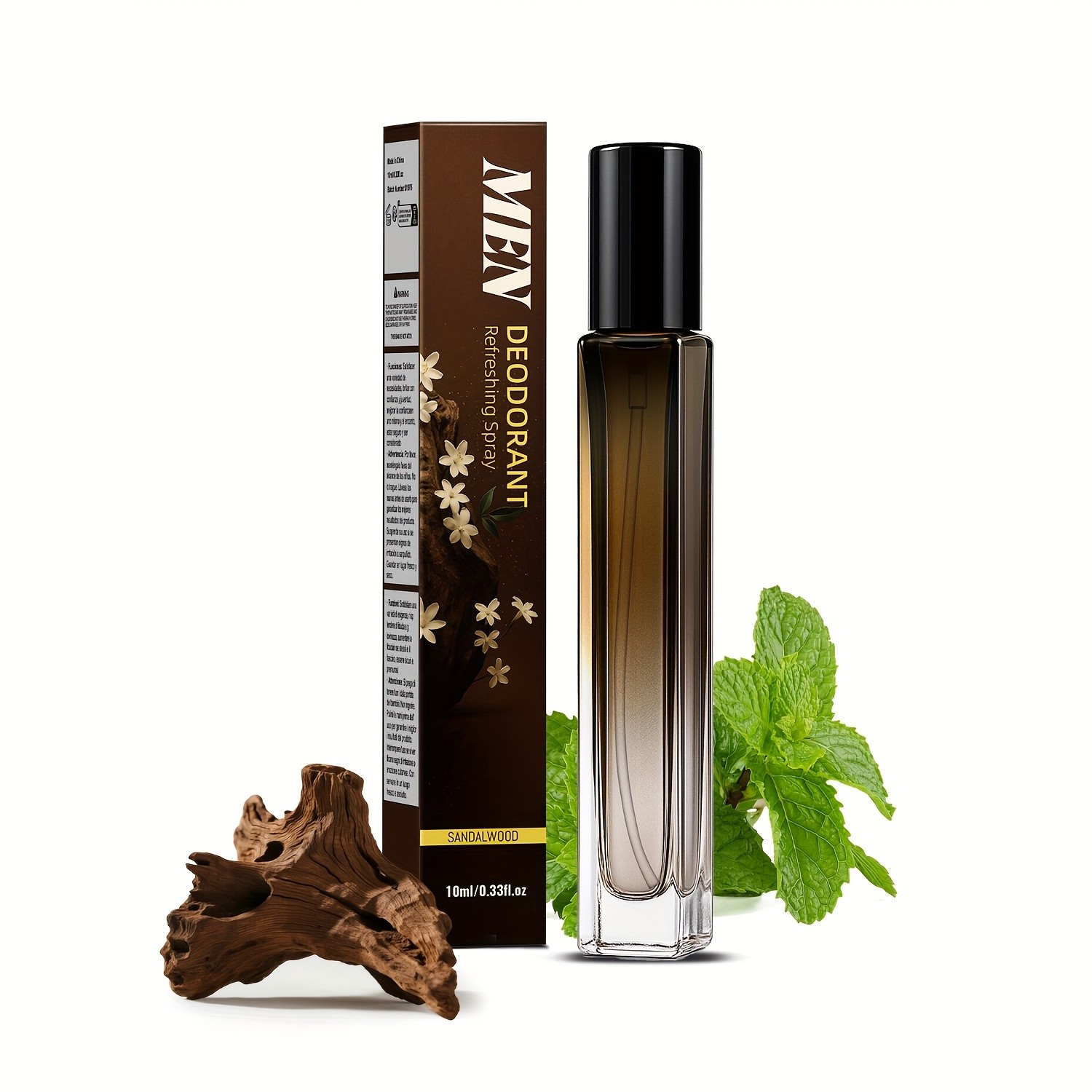 SUMAX Mens Classic Sandalwood Deodorant Spray Alcohol-Free, 48-Hour Freshness in a Portable 10ml Bottle