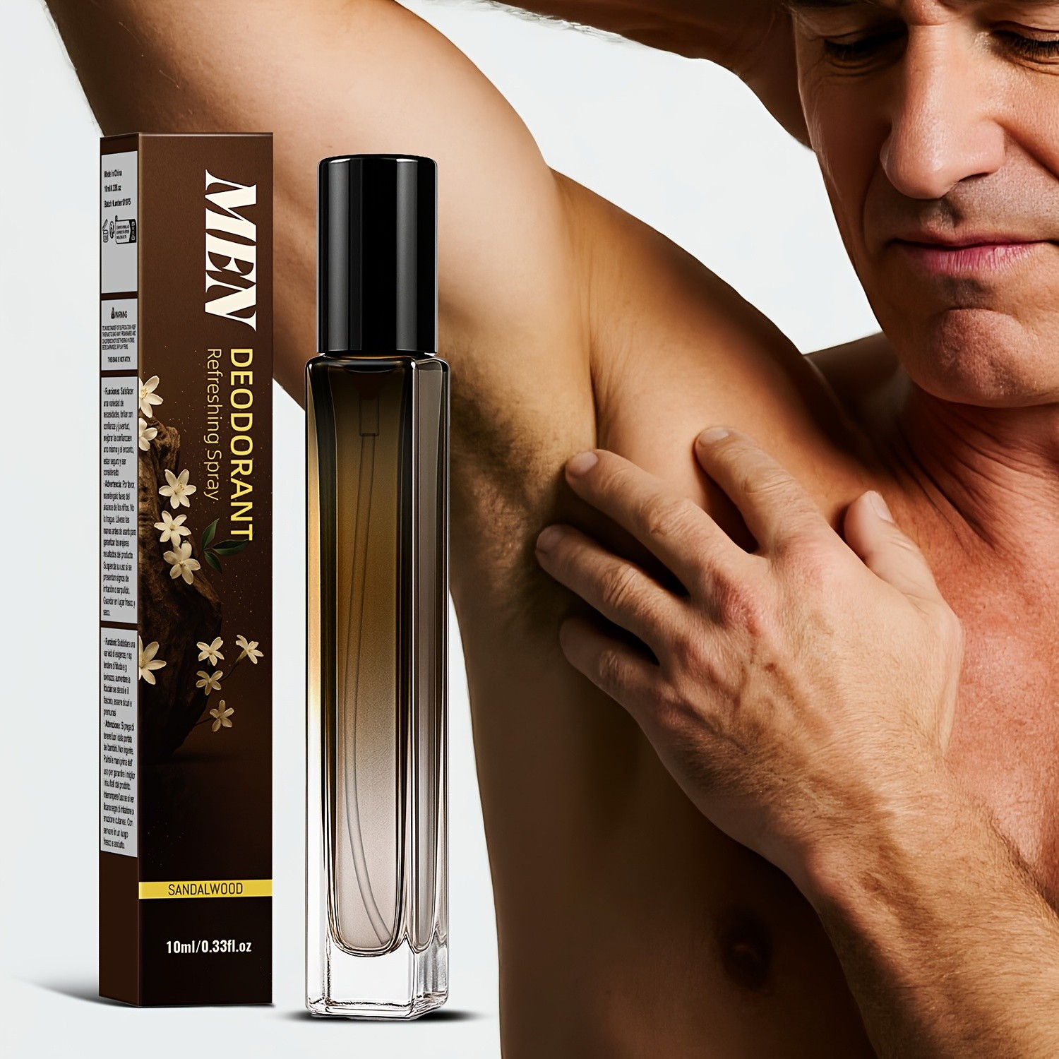 SUMAX Mens Classic Sandalwood Deodorant Spray Alcohol-Free, 48-Hour Freshness in a Portable 10ml Bottle