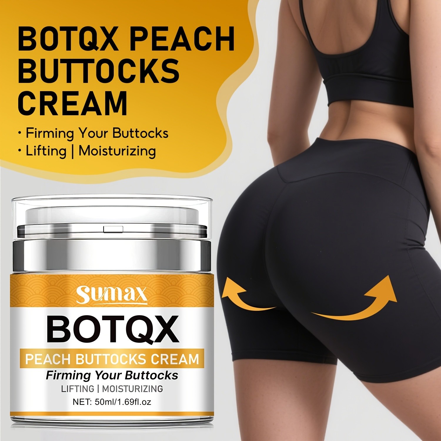 SUMAX Peach Butt Lift & Firming Cream Hyaluronic Acid, Vitamin C & Collagen Formula (50ml / 1.69 fl.oz)