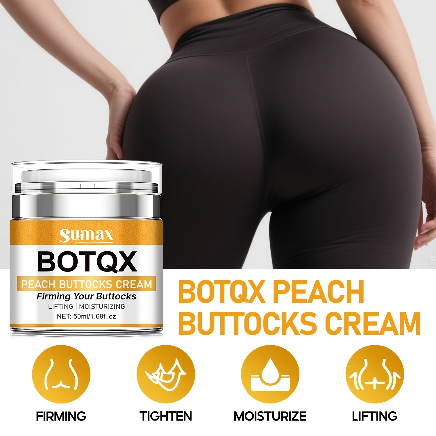 SUMAX Peach Butt Lift & Firming Cream Hyaluronic Acid, Vitamin C & Collagen Formula (50ml / 1.69 fl.oz)