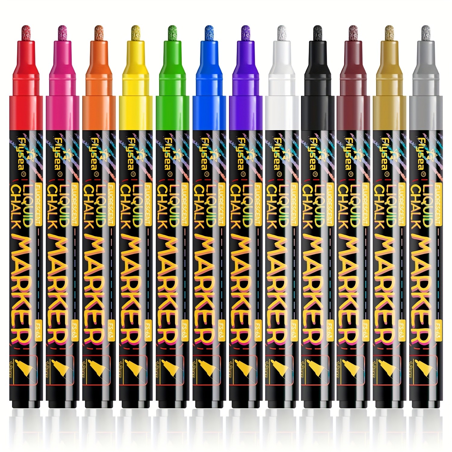 FLYSEA 8pcs / 12pcs Neon Chalk Markers Erasable Liquid Chalk Pens for Professional Art & Non-Porous Surfaces