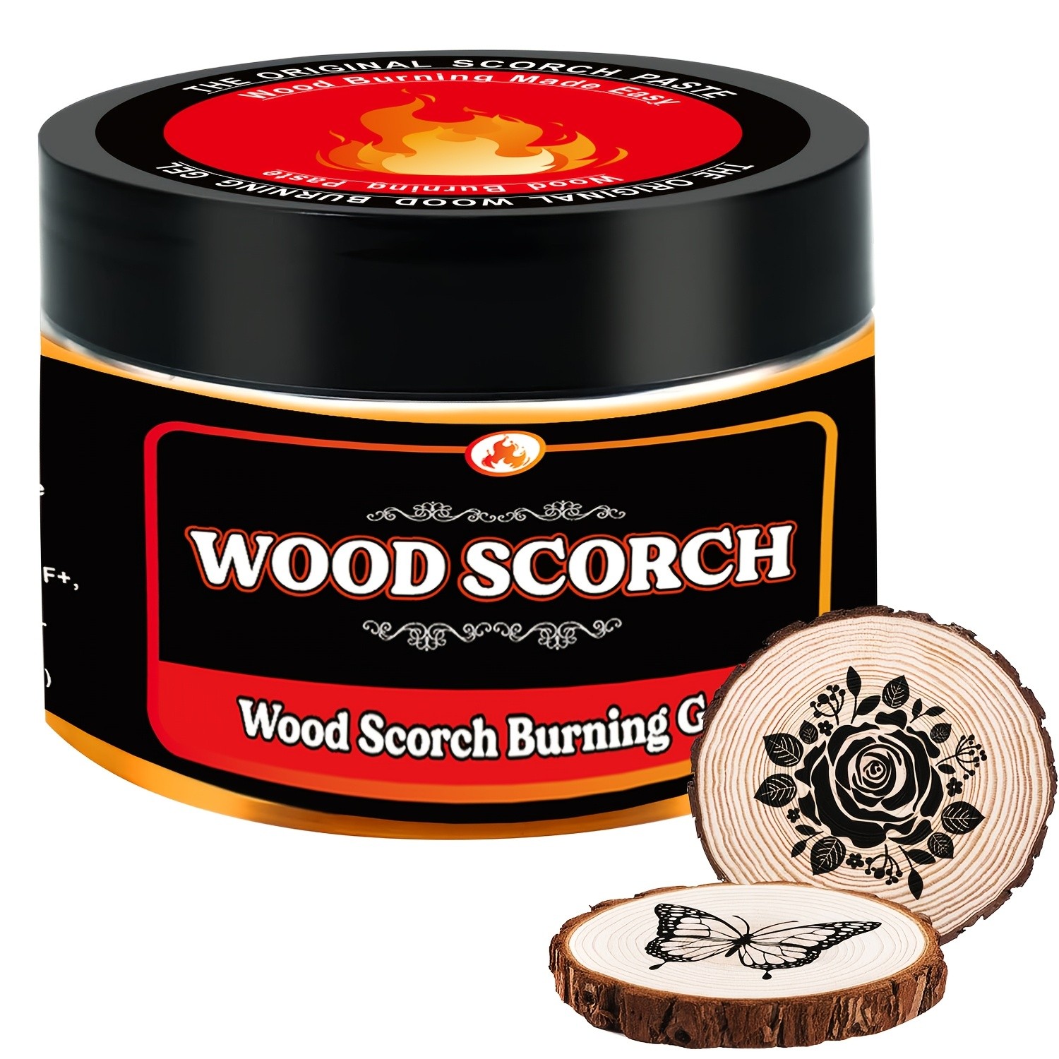 FLYSEA Scorch Burning Gel 4oz (120ml) Easy DIY Craft Gel for Wood Branding, Stenciling & Detailed Art Patterns