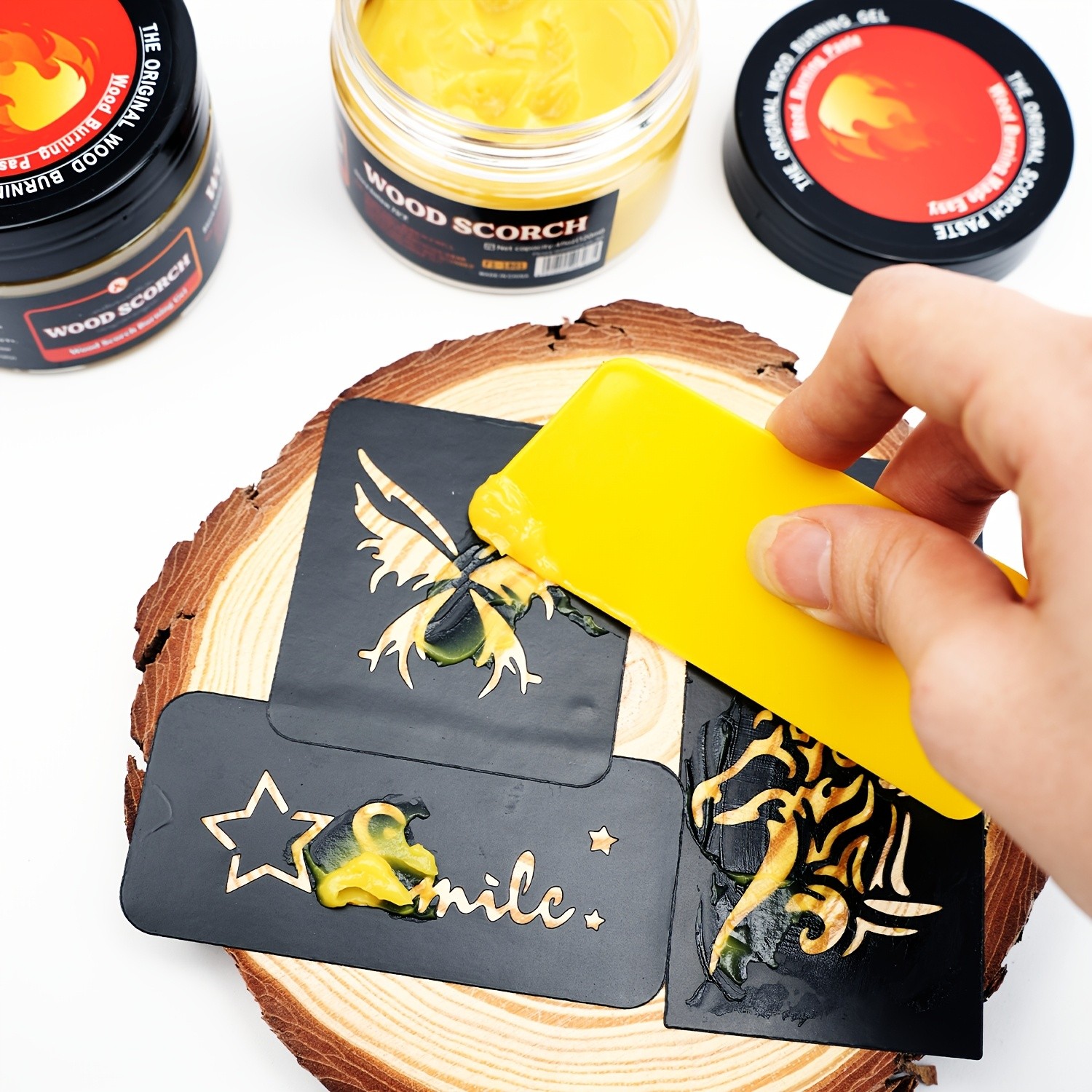 FLYSEA Scorch Burning Gel 4oz (120ml) Easy DIY Craft Gel for Wood Branding, Stenciling & Detailed Art Patterns