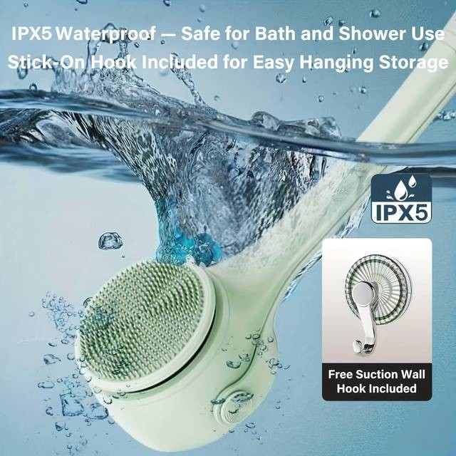 SENBOWE Electric Body Brush Rechargeable Back Scrubber with 3-Speed Cleansing, Exfoliation & Massage