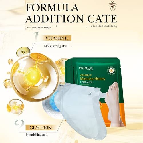 10 Pairs Vitamin E & Manuka Honey Foot Masks Deep Moisturising & Nourishing Treatment for Dry, Cracked Feet