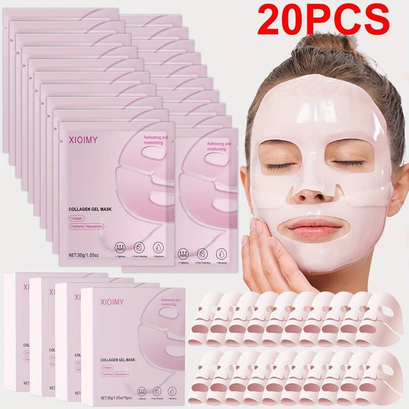 XIOIMY 20pcs Collagen & Niacinamide Moisturising Face Mask Radiance-Boosting Sheet Masks for All Skin Types