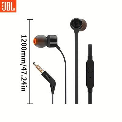 JBL T110 Wired Headphones Lightweight In-Ear Earphones with Clear Sound, Push-Button Control & Tangle-Free Cable