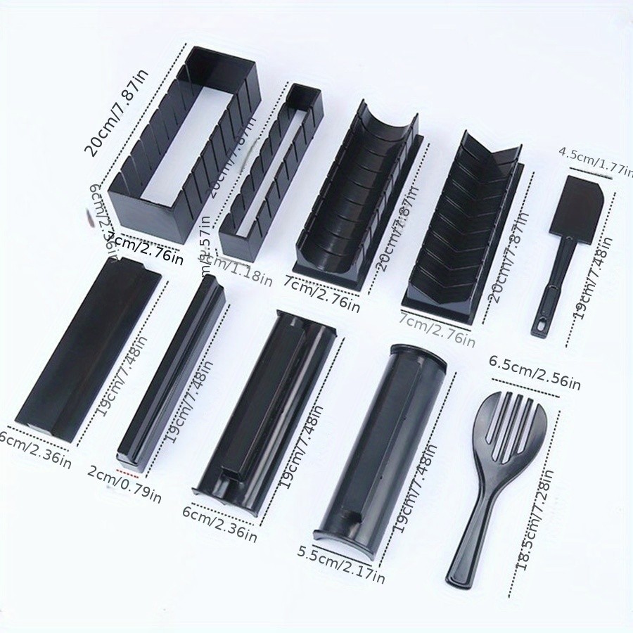 YUMIPLUS 10pcs Sushi Making Kit Premium Sushi Maker Set with Rice Roll Molds, Spreader & Chopsticks for Easy Homemade Sushi