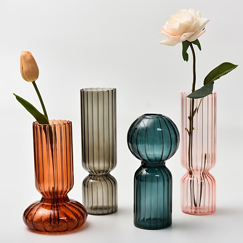 YUMIPLUS Streak Glass Hydroponic Vase Decorative Flower & Plant Pot for Home, Windows, Parties & Events
