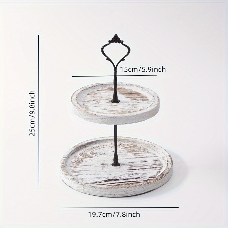 YUMIPLUS Rustic 2-Tier Wooden Cake Stand Farmhouse Cupcake Display with Iron Accents for Weddings, Birthdays & Parties