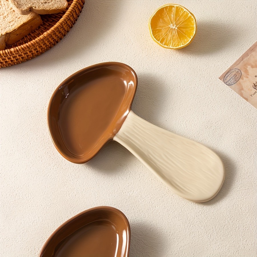 YUMIPLUS Ceramic Mushroom Spoon Rest High-Temperature Resistant, Cute & Exquisite Spoon Plate for Kitchen or Housewarming Gifts