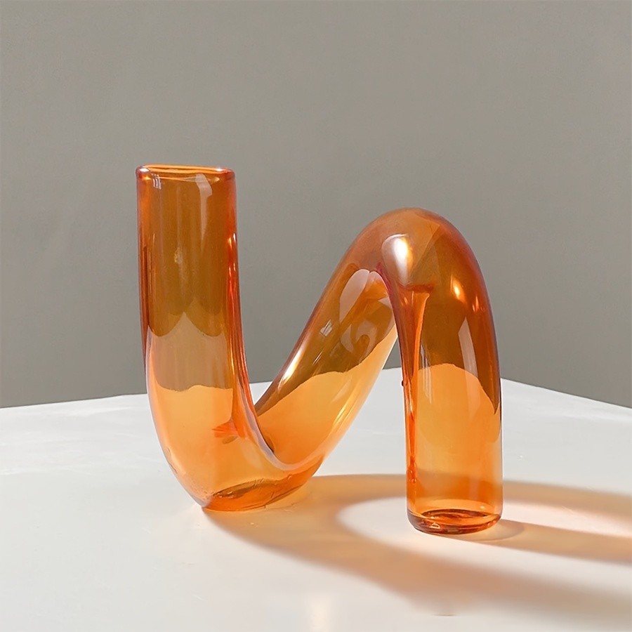 YUMIPLUS Modern Creative Irregular Shaped Glass Vase Transparent Nordic Pedestal Centerpiece for Dining & Living Room Dcor