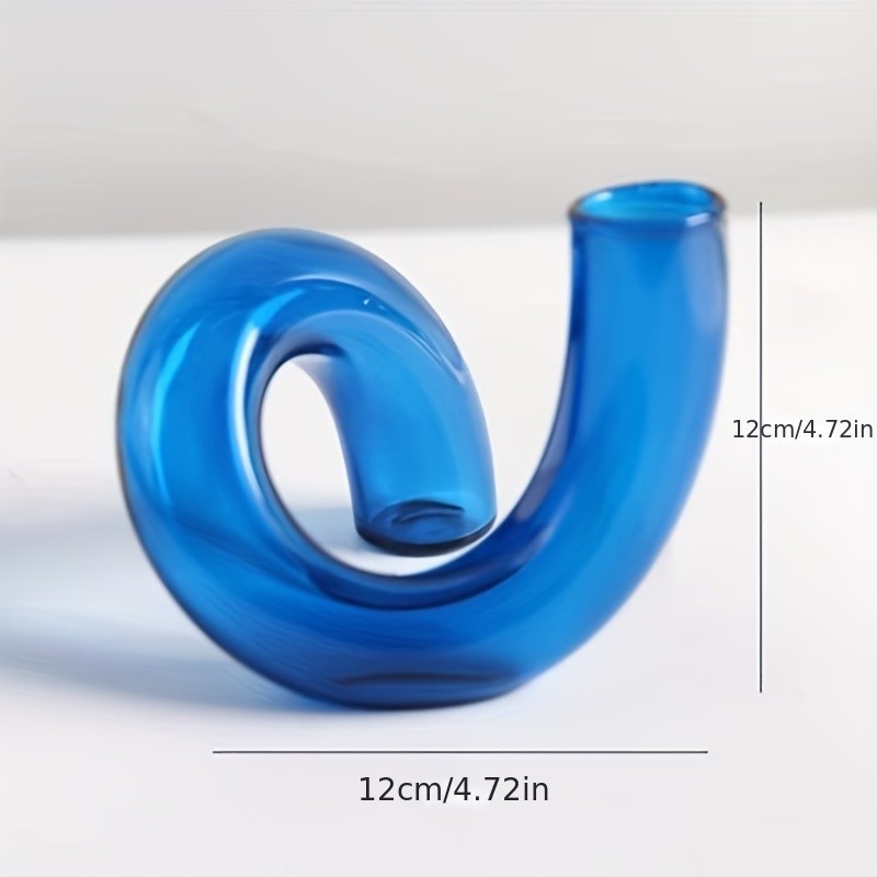 YUMIPLUS Modern Creative Irregular Shaped Glass Vase  Transparent Nordic Pedestal Centerpiece for Dining & Living Room Dcor