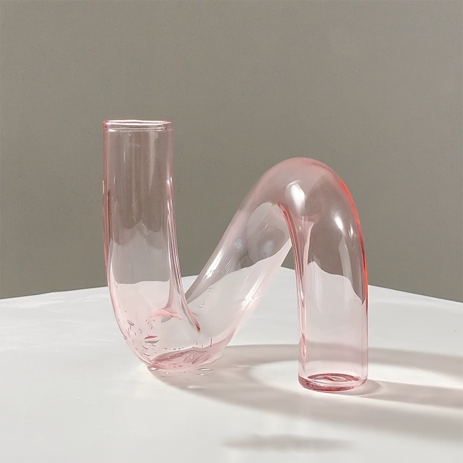 YUMIPLUS Modern Creative Irregular Shaped Glass Vase Transparent Nordic Pedestal Centerpiece for Dining & Living Room Dcor