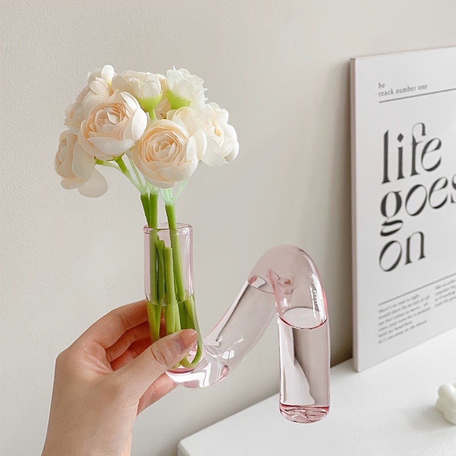 YUMIPLUS Modern Creative Irregular Shaped Glass Vase Transparent Nordic Pedestal Centerpiece for Dining & Living Room Dcor