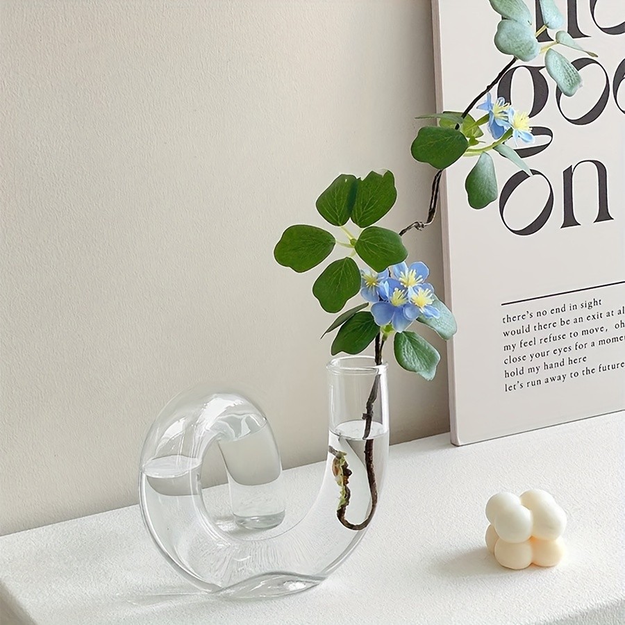 YUMIPLUS Modern Creative Irregular Shaped Glass Vase Transparent Nordic Pedestal Centerpiece for Dining & Living Room Dcor