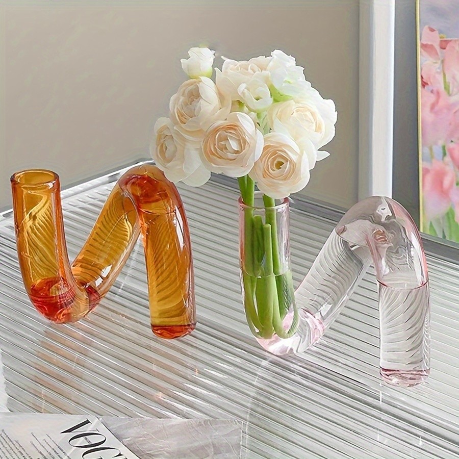 YUMIPLUS Modern Creative Irregular Shaped Glass Vase Transparent Nordic Pedestal Centerpiece for Dining & Living Room Dcor