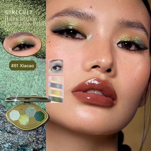 GIRLCULT Halloween Green Sparkling Eyeshadow Golden Green Chameleon Dazzle