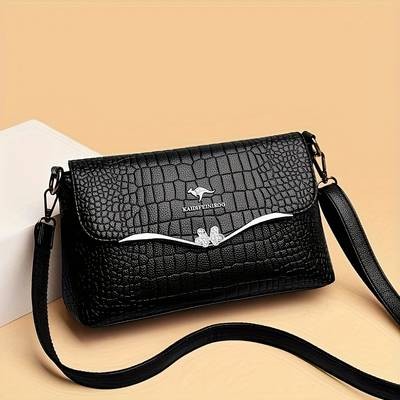 Small Square Crossbody Shoulder Bag Solid Color PU Mini Messenger Purse with Zipper Closure