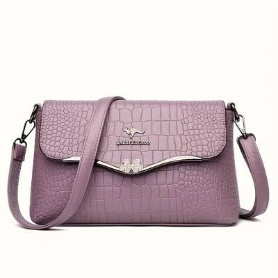 Small Square Crossbody Shoulder Bag Solid Color PU Mini Messenger Purse with Zipper Closure