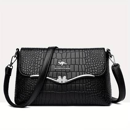 Small Square Crossbody Shoulder Bag Solid Color PU Mini Messenger Purse with Zipper Closure