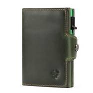 HUMERPAUL Womens RFID Blocking Wallet  Vintage Red Genuine Leather Tri-Fold Card Holder