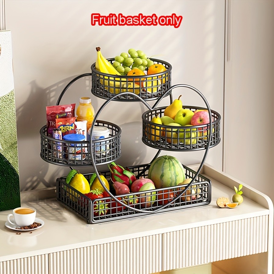 YUMIPLUS Heart-Shaped 3-Tier Fruit Basket Elegant Countertop Display for Snacks, Fruits & Events