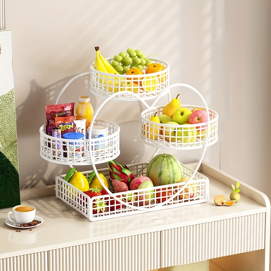 YUMIPLUS Heart-Shaped 3-Tier Fruit Basket Elegant Countertop Display for Snacks, Fruits & Events