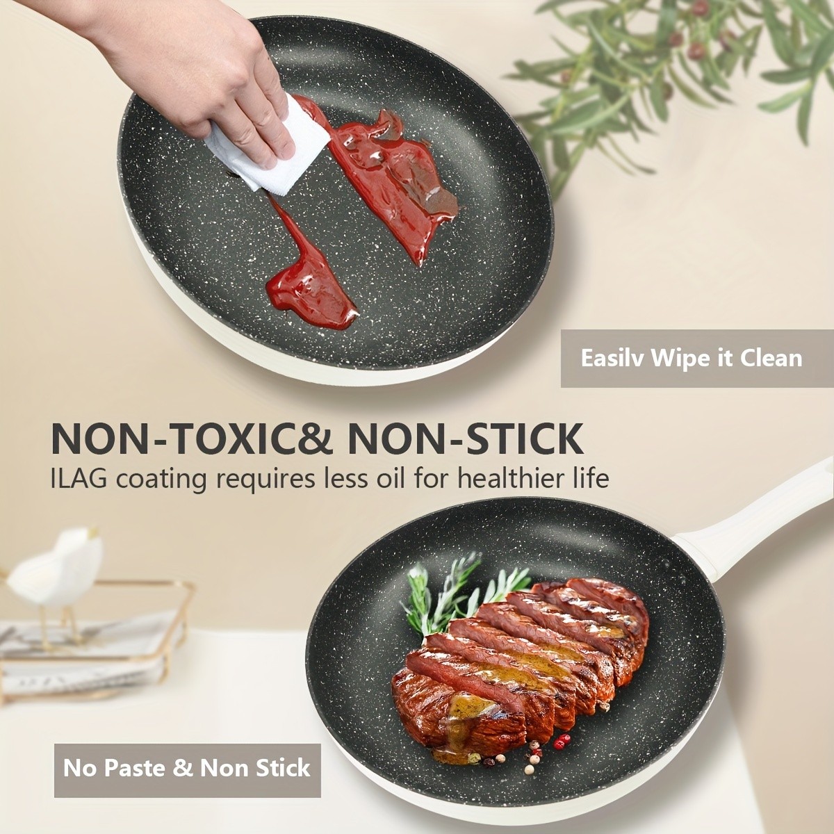 KPXSIAION Non-Stick Granite Frying Pan Set PFOA-Free Skillets for All Stoves (9.45'' / 10.25'' / 11'')